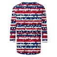 thumbnail image 5 of Xdegoge 4th Of July Tops for Women Patriotic Shirts USA American Flag Stars and Stripes Crewneck 3/4 Sleeve Casual Loose Fit Lightweight Summer Holiday Independence Day Graphic Tees, 5 of 5