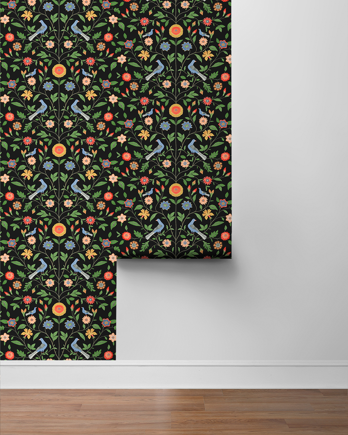 NextWall  Bird Toile Peel and Stick Wallpaper 20.5 in. W x 18 ft. L - Onyx