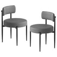 thumbnail image 3 of Round PU Dining Chairs Set of 2, -Century Modern Upholstered Dining Room Chairs, Leather Dining Chair with Black Metal Legs for Kitchen Living Room Grey, 3 of 4
