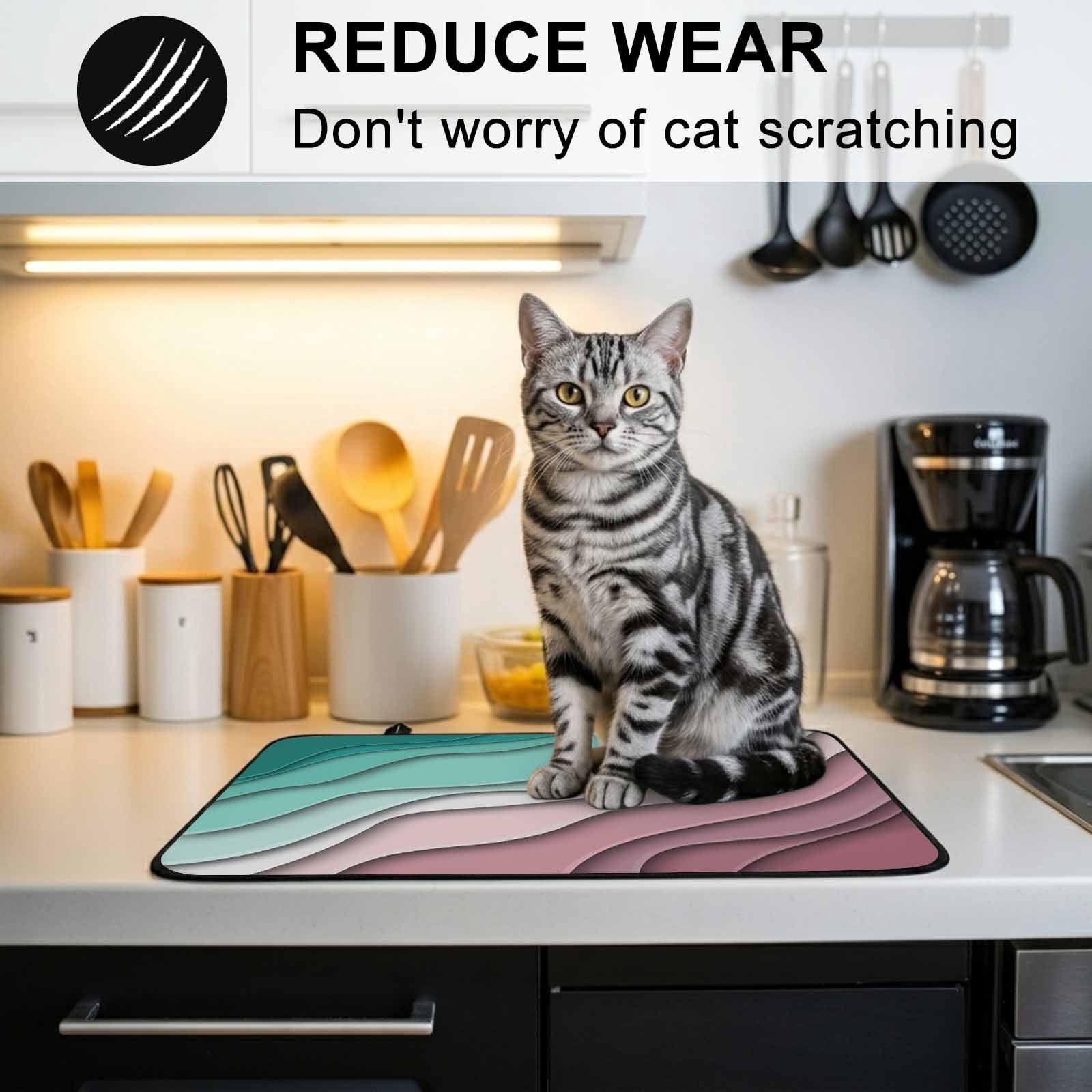 Green Ombre Stove Top Cover for Electric Stove, Heat-proof & Non Slip Glass Top Stove Cover Protector, Modern Geometric Abstract Dark Red Cream Kitchen Flat Cooktop Rubber Mat 24x21 Inches