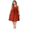 thumbnail image 3 of DARING DIVA Women's Plus Size Sleeveless Pleated Scoop Neck Nightgown 1X Red, 3 of 6