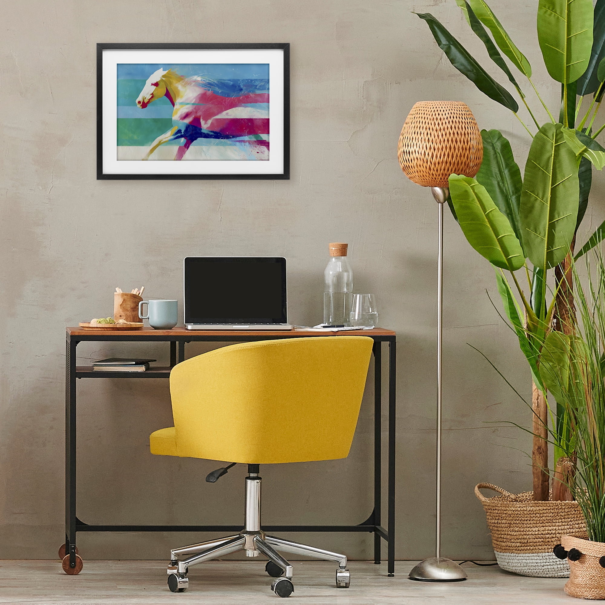 Stupell Industries Abstract Horse In Stripes Black Framed Print Under Glass, design by Chromatic Storm Studio