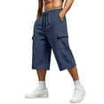 thumbnail image 2 of Shorts for Mens Athletic Pants Oversized Casual Solid Color Elastic Waist Drawstring Multi-Pocket Casual Sports Capris, 2 of 9