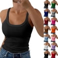 thumbnail image 2 of Womens Tank Tops Scoop Neck Sleeveless Ribbed Knit Basic Tees Slim Fitted Summer Casual Cami Shirts,Black,XL, 2 of 8
