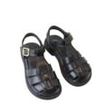 thumbnail image 3 of ZHOGXU Kids Girls Sandals With Adjustable Buckle Soft Sole Closed Toe Slip On Lightweight Comfortable Shoes For Everyday Wear,Black,3-3.5 Years, 3 of 9