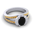 thumbnail image 3 of 2.35 Carat Latest Design Oval Cut Black Onyx & Citrine Gemstone Engagement Ring for Ladies Solid 18K White Gold Size 5.5 by Diamond-Capitals, 3 of 8