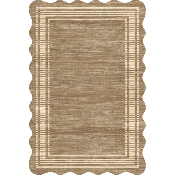Yesurprise 10x13ft Modern Camel Area Rugs - 1200Gsm Polyester, 350Gsm Velvet, Pearl Velvet, Washed Back, Folded Imitation Print