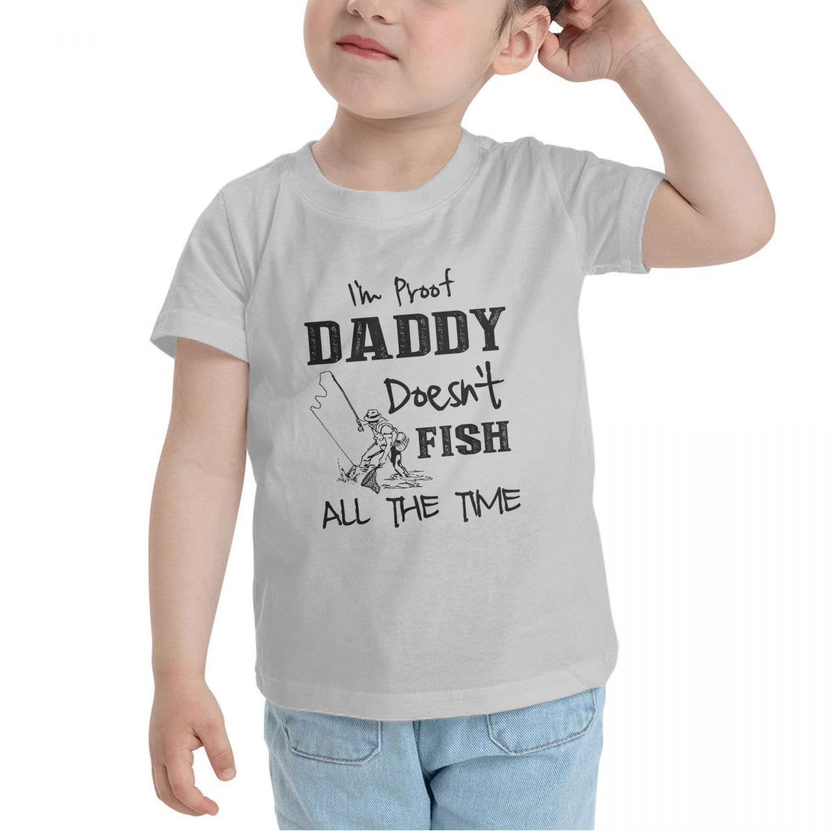 I'm Proof Daddy Doesn't Fish All The Time Cute Toddler T Shirts for Boys  Girls (White, Youth XL) 