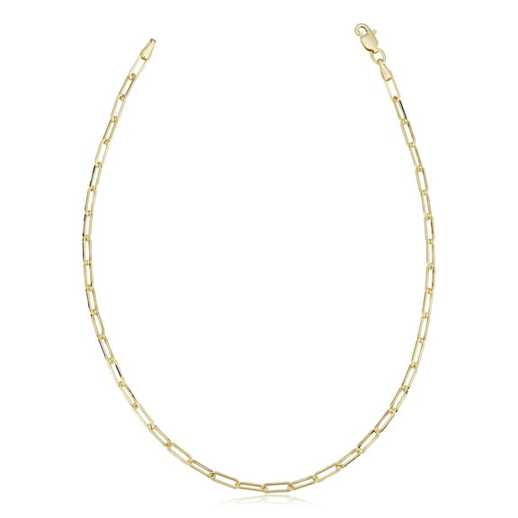 Au Naturale 14k Yellow Gold Paperclip Chain Ankle Bracelet for Women (2.5 mm, 10 inch)