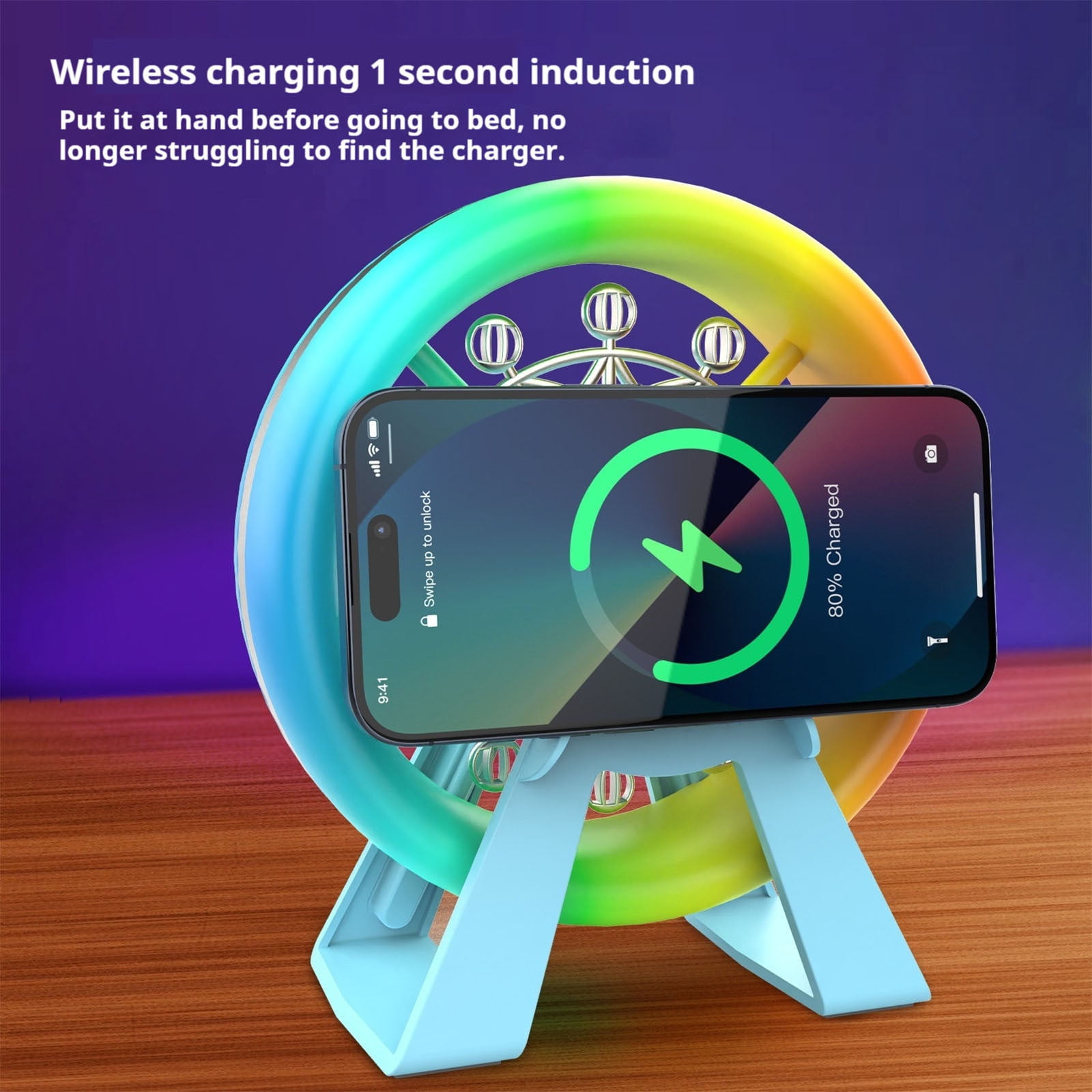 Kyusrd Ferris Wheel Wireless Fast Charging Bluetooth Speaker Home Desktop Decorations