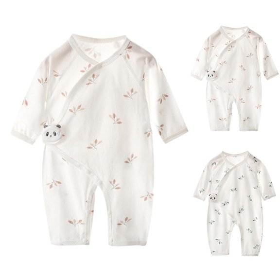 Abtuhar Newborn Summer Long Sleeve Rompers Seamless Breathable Hook Loop Closure Kids Bodysuits 0-6M