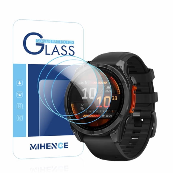 Protector de pantalla MIHENCE para Garmin Fenix 8 47 mm, vidrio 9H, 3 piezas