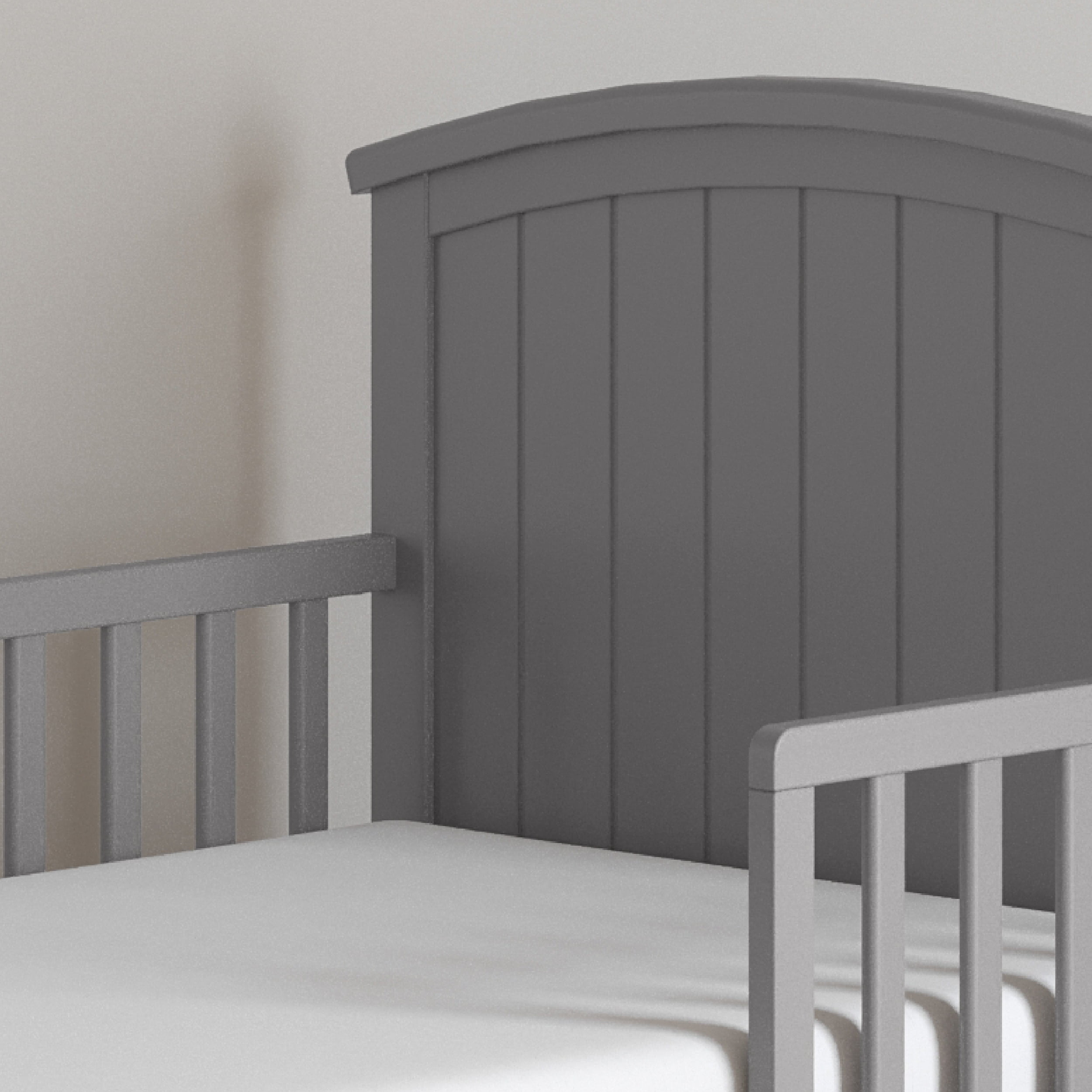Child Craft Hampton Toddler Bed with Guard Rails, Arch Top, Low to Ground, Pine Wood, Cool Gray