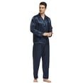 thumbnail image 3 of Tony & Candice Men's Classic Satin Pajama Set Adult Sleepwear (XX-Large, Navy Blue with Polka Dots), 3 of 4