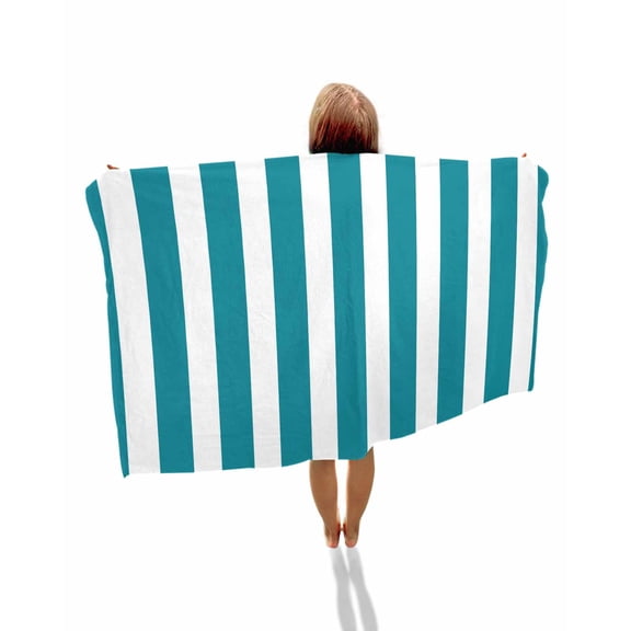 Teal Striped Beach Towels Oversized Super Absorbent, Simple Art Vertical Stripe Farmhouse Lightweight Bath Towel Quick Dry Sets For Bathroom/Pool/Rv Camping/Beach Play/Gym Room/Picnic 35"x70"