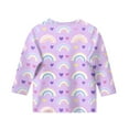 thumbnail image 3 of XADYUY Girls Shirts Size 14-16 Summer 3/4 Sleeve Toddler Girls T-Shirts Rainbow Graphic Toddler T-Shirt Trendy Crewneck Cotton Loose Toddler Tops Girls 7-8 Years,Light Purple, 3 of 5