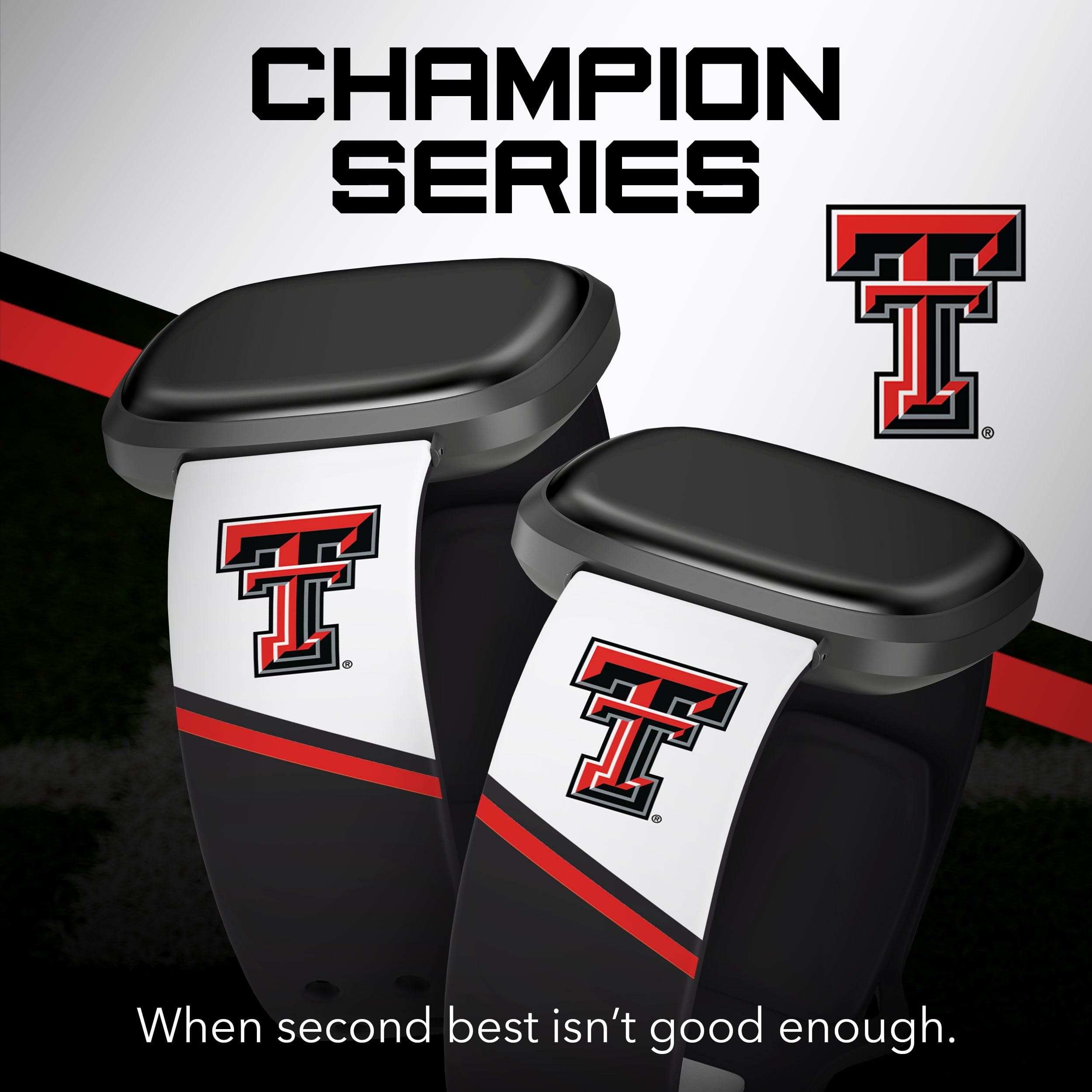Red Raiders HD Champion Series Unisex Watch Band for FitBit Versa 3 & Sense (Long)
