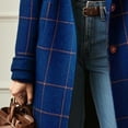 thumbnail image 4 of Women's Retro Lapel Long Plaid Coat 2025 Fall Winter Casual Elegant Double-breasted Work Suit Jacket, 4 of 8