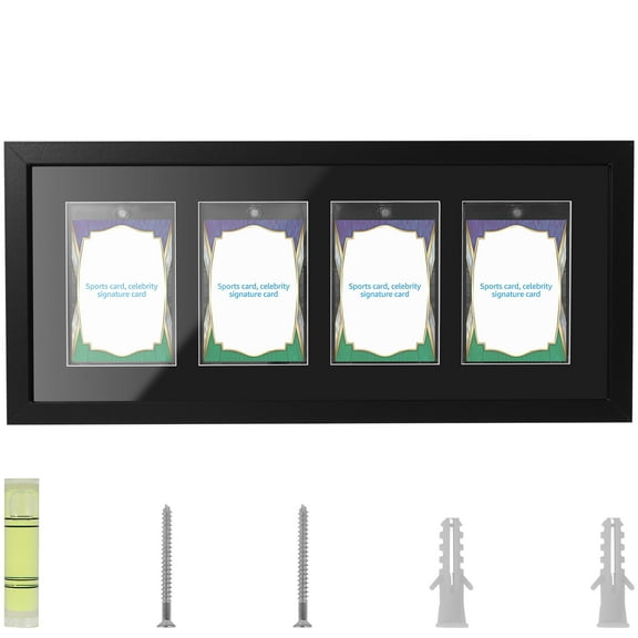 Baseball Card Display Case 4 Grids Trading Card Display Frame Wall Mounted Holder for Office Study Room Living Room