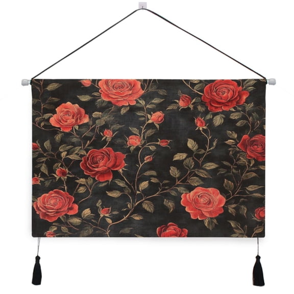 WOBOGO Red Rose Living Room Canvas Wall Art Bedroom Study Framed Canvas Print Artwork Home Office Decorations 24.5×16.7in