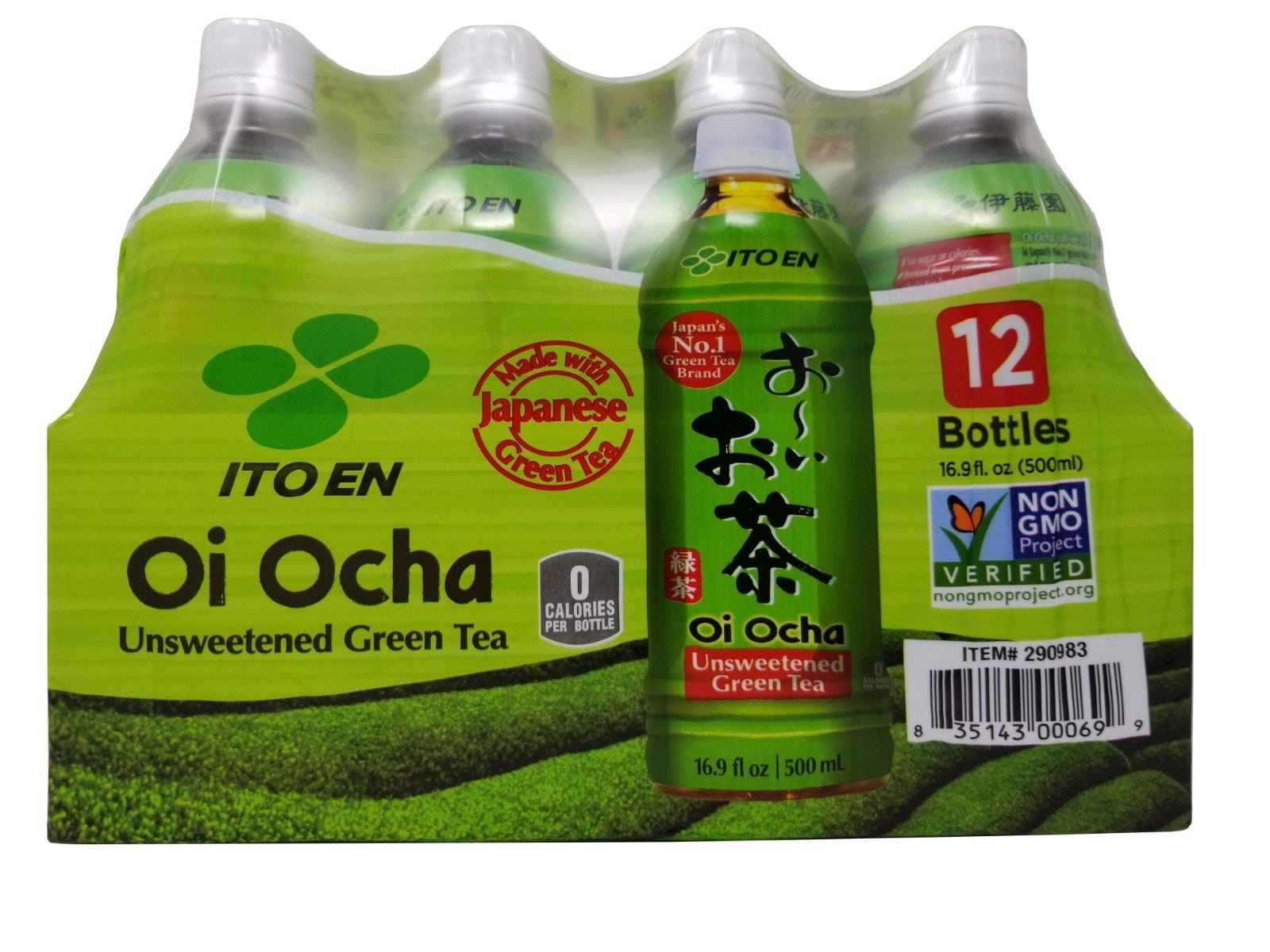 Ito En Oi Ocha Unsweetened Green Tea 16.9 FL OZ Each 12 Bottles