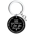 thumbnail image 1 of Llaveros para mujer, llavero de billetera, llavero de auto, llavero DIY para mi hijo, llavero de acero inoxidable negro con apellido de 26 letras, 2,5 cm, decoraciones de moda, 1 of 3