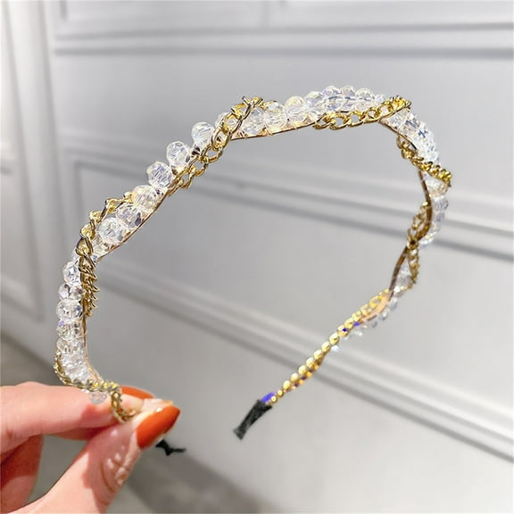 LHWEN Women Chained Headband Fashion Gold Silver Metal Thin Headbands Elastic Comfortable Hair Hoops Unique Design Hair Accessories for Girls Daily Wear Parties Festivals Live Broadcasts Shooting