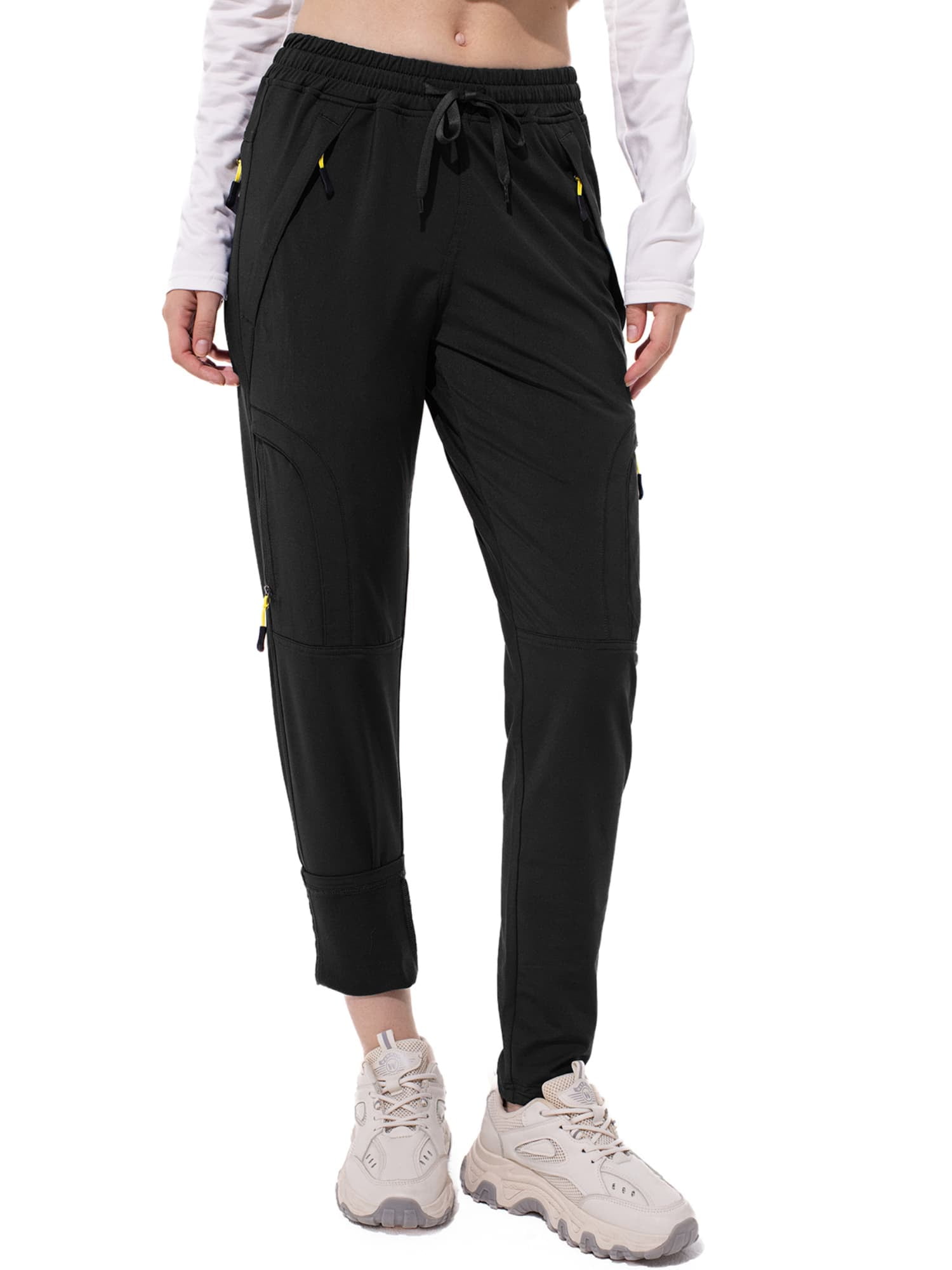 FEN AI Women's Fleece Lined Pants Winter Thermal Ski Pants Hiking Running Joggers Pants with Multi Pockets