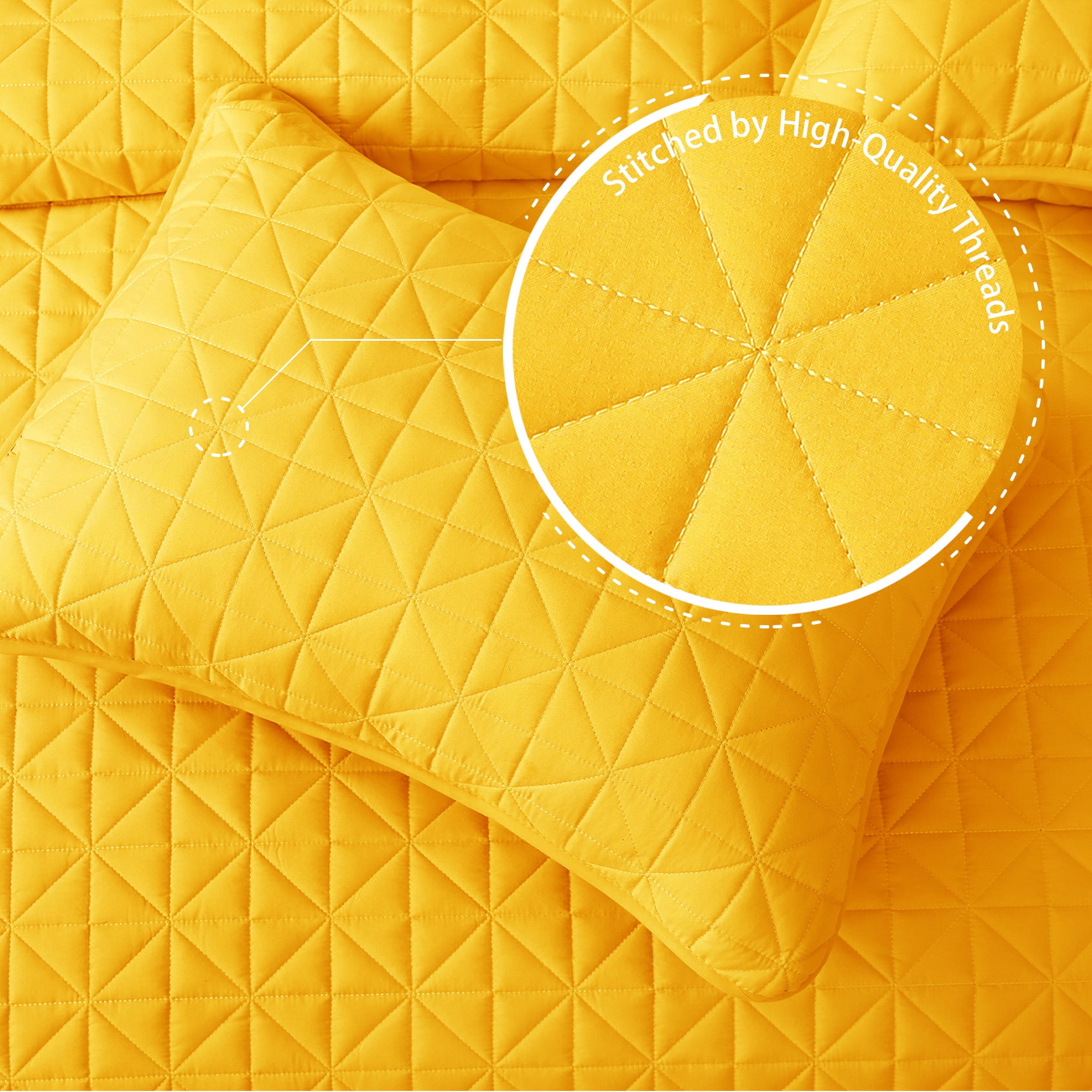 Exclusivo Mezcla Twin Quilt Bedding Set, Lightweight Soft Yellow Twin Bedspreads Coverlets with Geometric Stitched Pattern
