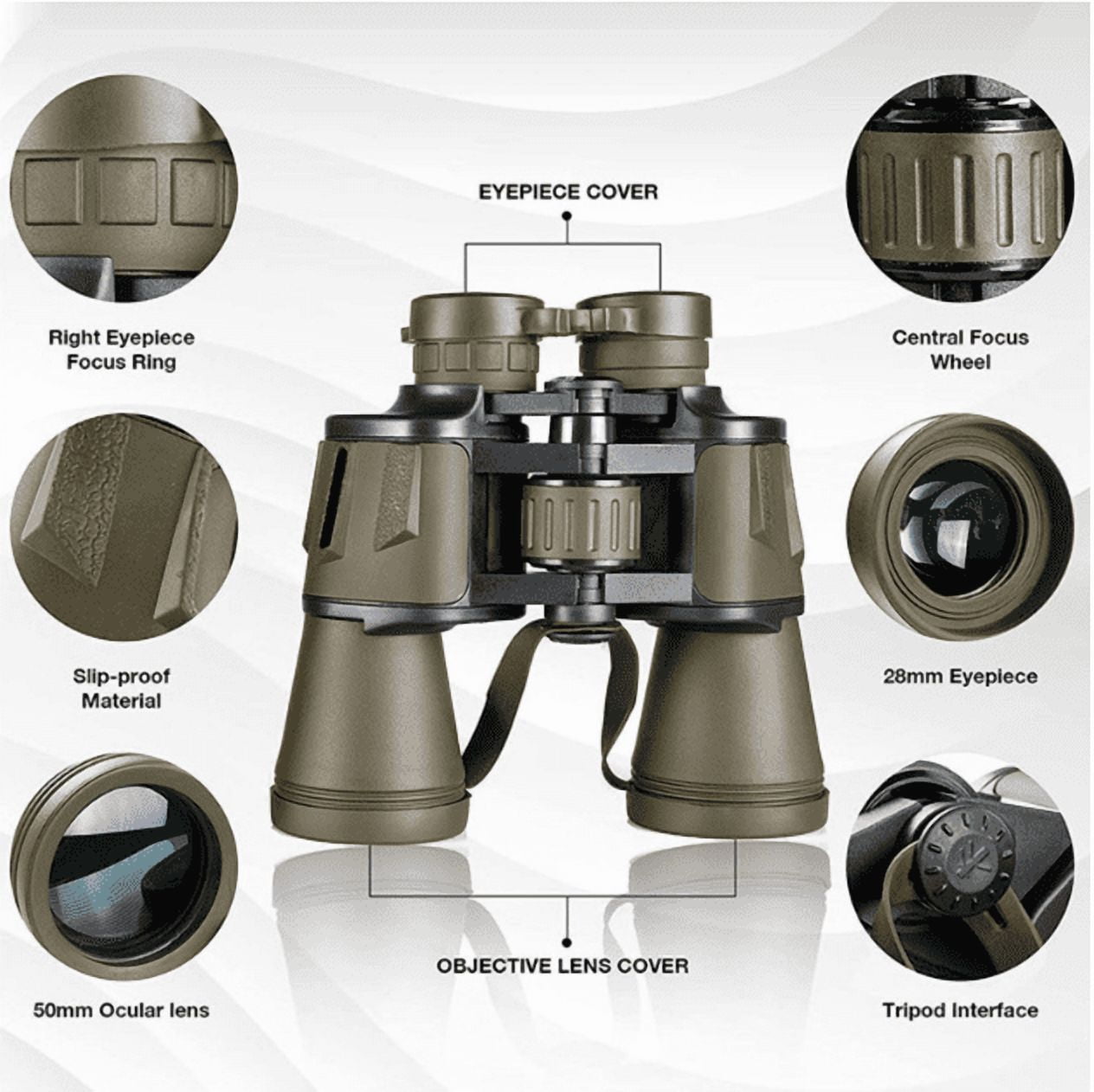 20x50 High Power Binoculars with Focus Adjustment &Lens Protection for Long-Distance Viewing,High-Definition,Waterproof Compact,Linked to Mobile Phones,Outdoor Travel,Christmas Birthday Gifts for Men