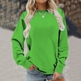 thumbnail image 5 of DYTTDG Women's Fashion Solid Color Round Neck Long Sleeve Shirt Daily Sports Casual Sweatshirt Loose Pullover Top Great Gifts for Less, 5 of 6