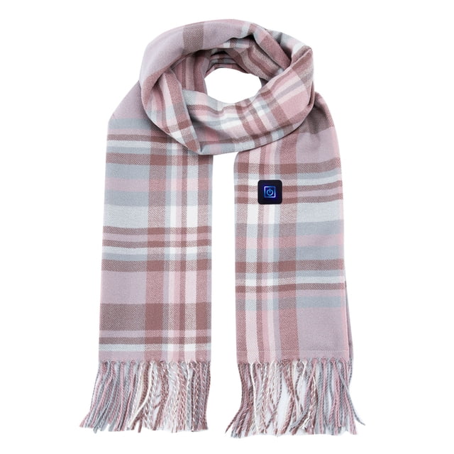 Electric Heating Scarf Neck Warmer USB Smart Charging Neck and Shoulder Winter Lattice Protection and Warm Heating Men Women Scarf New Women Heated Scarf Pinks One Size