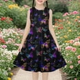 thumbnail image 2 of snilers Girls Summer Sundress Butterfly Print Sleeveless Swing A Line Dresses Beach Vacation Pleated Midi Dresses for Kids 4-14 Years, 2 of 7