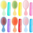 thumbnail image 1 of wonima11 12 Pcs Mini Wet Hair Brush and Comb Set Travel Brush Small Plastic Detangler Comb for Kids Toddler Baby Wet Curly Hair(Light Color), 1 of 1