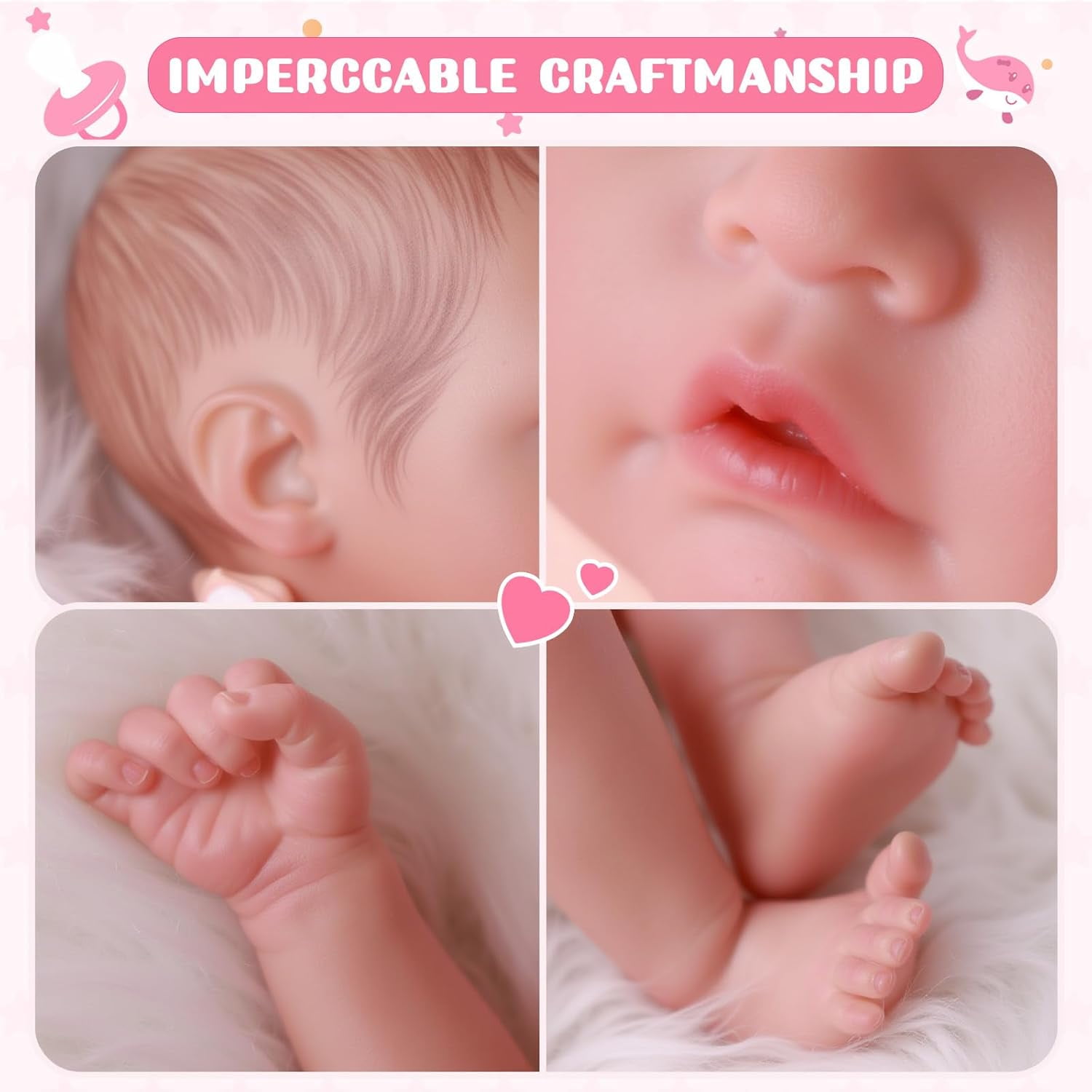 RSG 20 Inch Lifelike Reborn Baby Dolls Soft Cloth Body Handmade Real Life Dolls with Clothes Accessories for Kids Age 3+