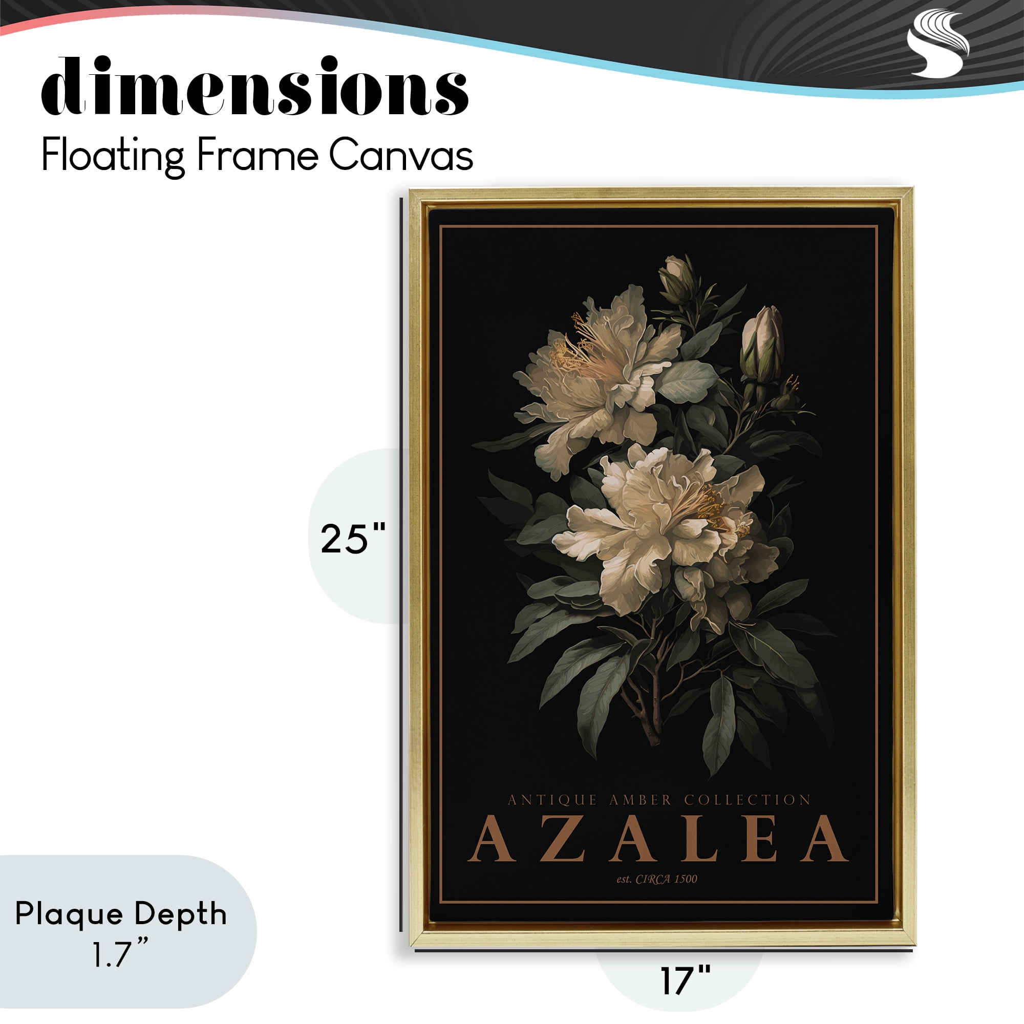 Stupell Industries Antique Azalea Light Gold Framed Floater Canvas Wall Art, design by Chris Giampietro
