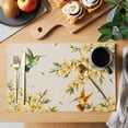 thumbnail image 2 of Spring Floral Placemats Set of 4, Watercolor Forsythia Flowers Hummingbirds Beige Placemats for Dining Table, Place Mats for Kitchen Tabletop, Waterproof Wipeable Dining Table Mats Set, 2 of 9