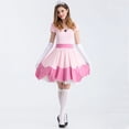 thumbnail image 4 of Disfraz de princesa Peach para adulto, Vestido corto rosa con guantes, corona, fiesta de Cosplay, carnaval, disfraces de Halloween, 3 uds., 4 of 5