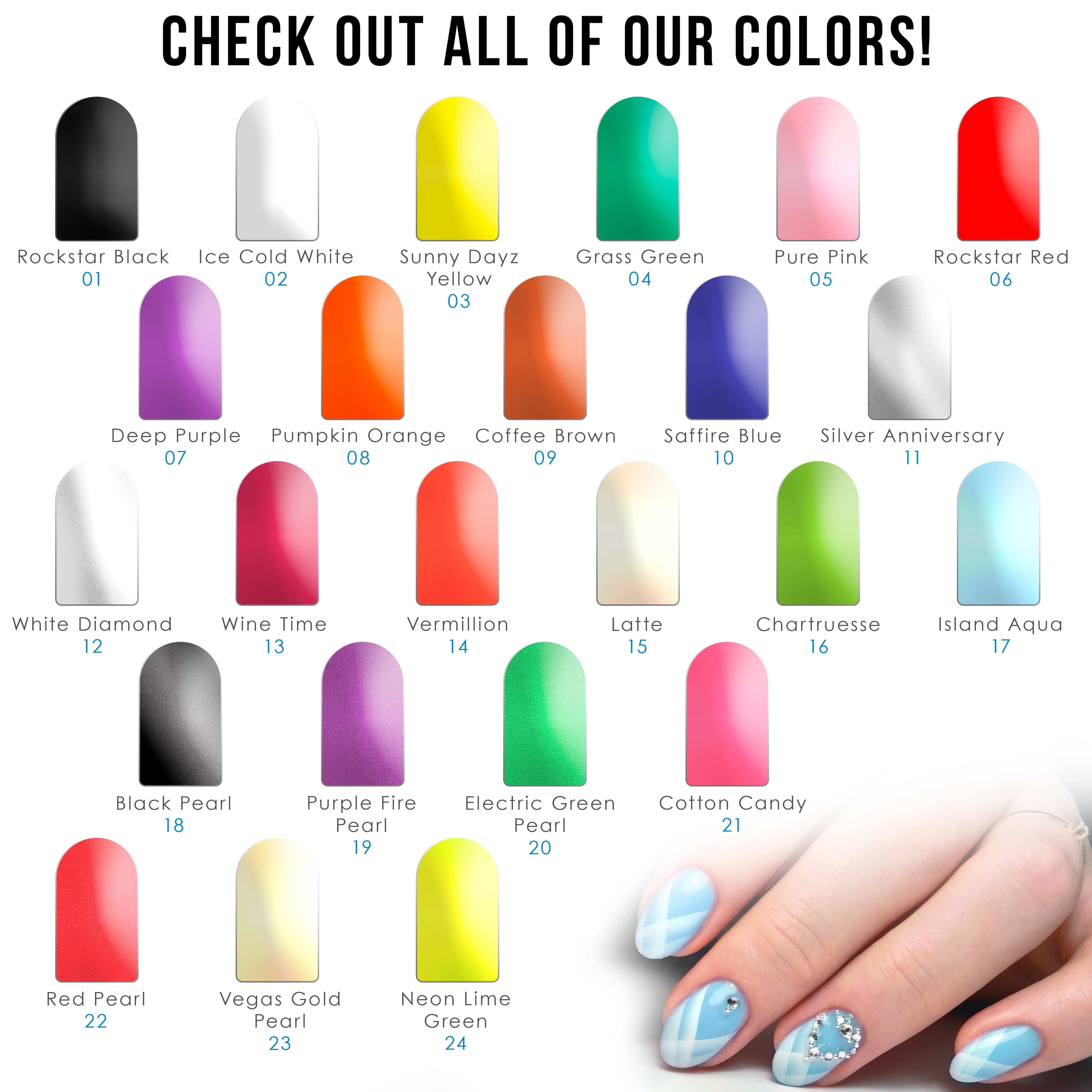 12 - 1 oz Color Custom Body Art Airbrush Paint Set Kit Fingernail Polish Stencil