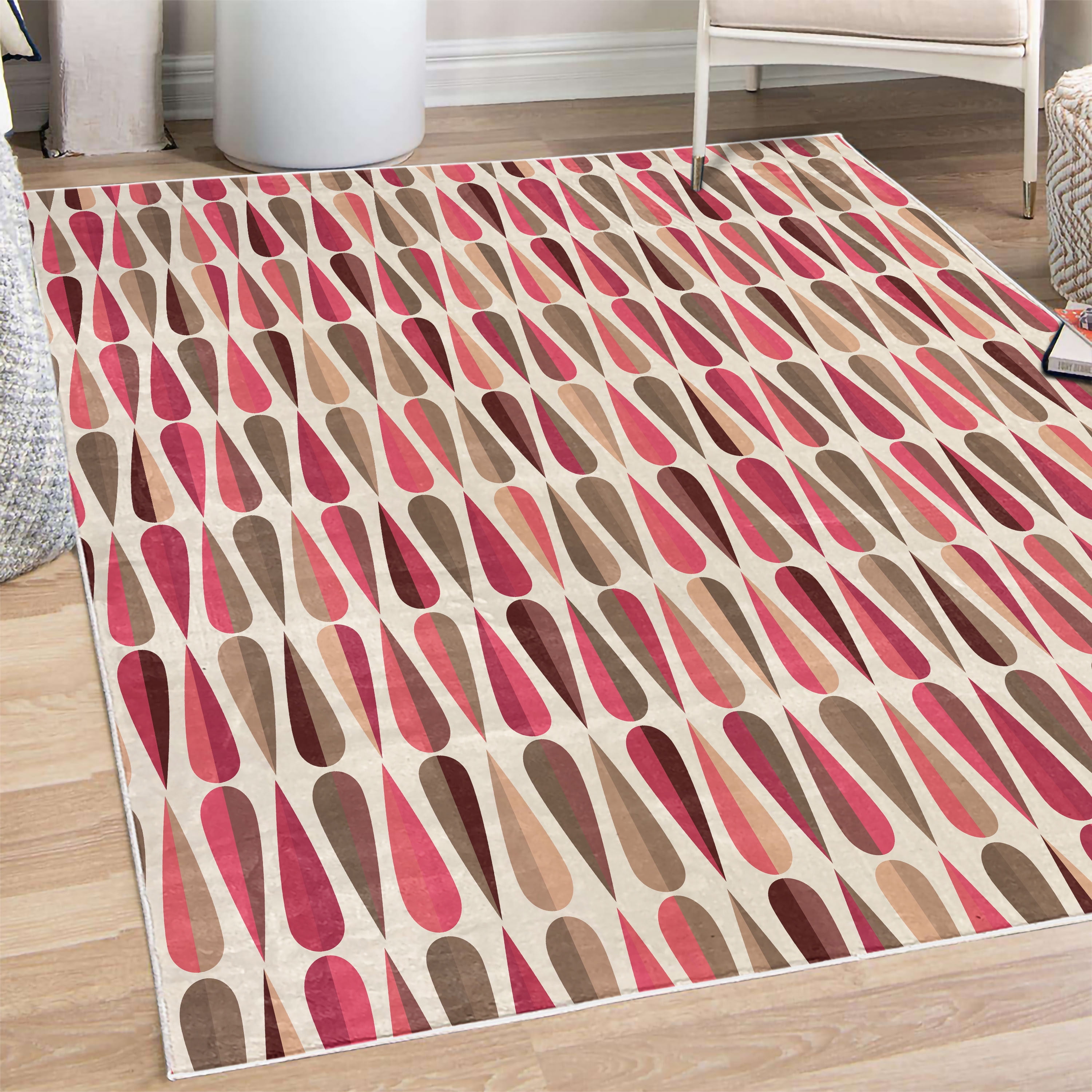 Retro Decorative Rug, Sixties and Seventies Style Geometric Round ...
