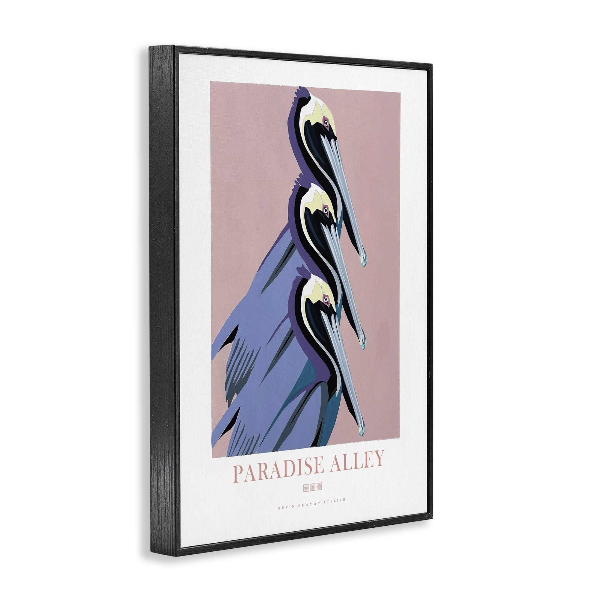 Stupell Industries Paradise Alley Pelican Trio Black Framed Giclee Art, design by Jadei Graphics