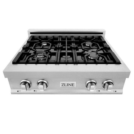 ZLINE - 36" Porcelain Gas Stovetop in Fingerprint Resistant Stainless Steel with 6 Gas Burners - Stainless Steel