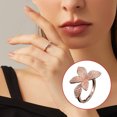thumbnail image 2 of sweethay Anillo de apertura para mujer, anillos de decoración de circonita de aleación, flor, mano, novia, niñas, joyería para mujer, Ropa, zapatos y accesorios Miscelánea Oro rosa, 2 of 6