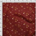 thumbnail image 3 of oneOone Cotton Cambric Dark Red Fabric Leaves & Flowers Floral Craft Projects Decor Fabric Printed By The Yard 42 Inch Wide, 3 of 4