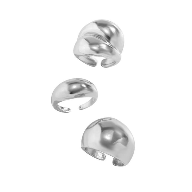 Anillos abiertos para mujer jinwen 3 piezas geométricos apilables plata