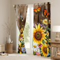 thumbnail image 3 of Castle Fairy Sunflowers Daisy Butterflies Curtains Pack of 2 (42x84 Each) for Boys Girls,Chic Floral Blossoms Curtains Blackout,Old Barn Door Bedroom Curtains,Lightweight Room Decor, 3 of 6