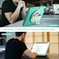 thumbnail image 6 of ELEHOLD Case for iPad Air (M2) 11 inch (2024) / iPad Air 4 & 5 10.9 Inch (2020/2022) / iPad Pro 11 2022, Military Grade Shockproof Silicone Protector with Pencil Holder+ Rotating Stand,Mint, 6 of 7