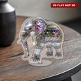 thumbnail image 6 of Rotating acrylic ornament featuring a translucent stained glass Indian jeweled white elephant reflecting rainbow light with an elegant sophisticated design and white background, 6 of 8