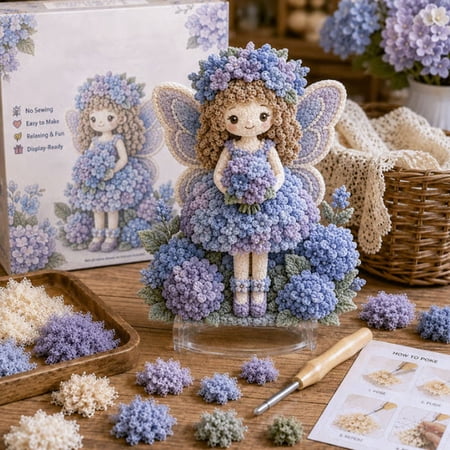 DIY Floral Fairy Diamond Art Kit with Stand Wing Elf Rhinestone Dot Painting Craft Supplies Pre-Printed Canvas Gem Painting Set for Adult Beginners Tabletop Ornament