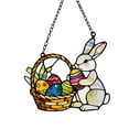 thumbnail image 1 of ddioayh Easter Bunny Suncatcher Stained Glass Style Acrylic Window Hanging with Chain 20cm Easter Spring Home Decor Religious Gift for Women, 1 of 6